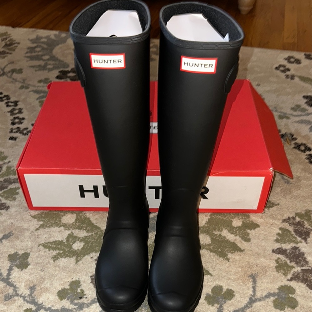 Hunter Black Tall Rain Boots